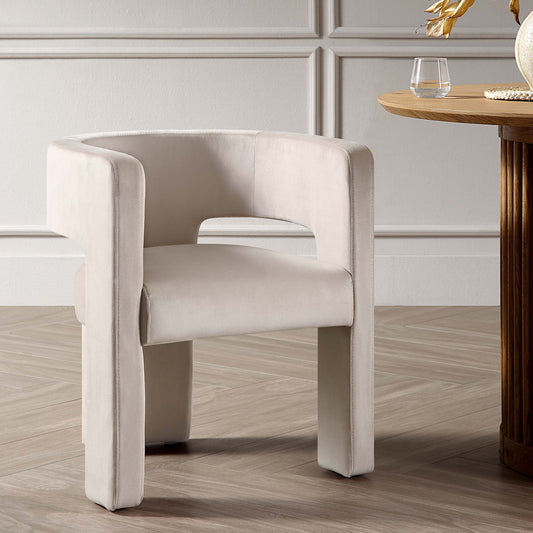 Chaise de salle à manger en velours champagne Greenwich