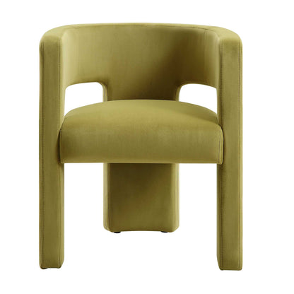 Chaise de salle à manger en velours vert olive Greenwich