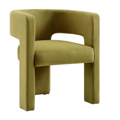 Chaise de salle à manger en velours vert olive Greenwich