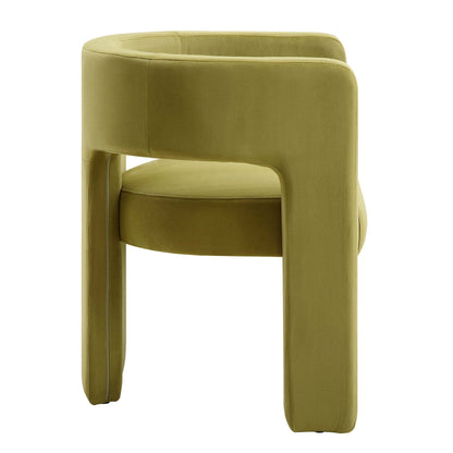 Chaise de salle à manger en velours vert olive Greenwich