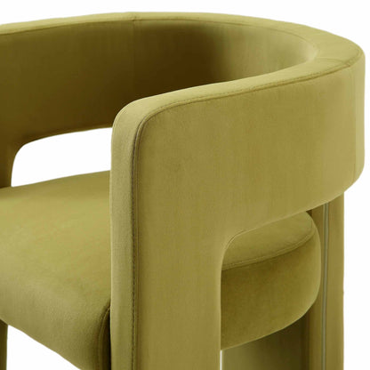 Chaise de salle à manger en velours vert olive Greenwich