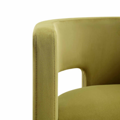 Chaise de salle à manger en velours vert olive Greenwich