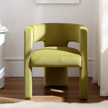 Chaise de salle à manger en velours vert olive Greenwich
