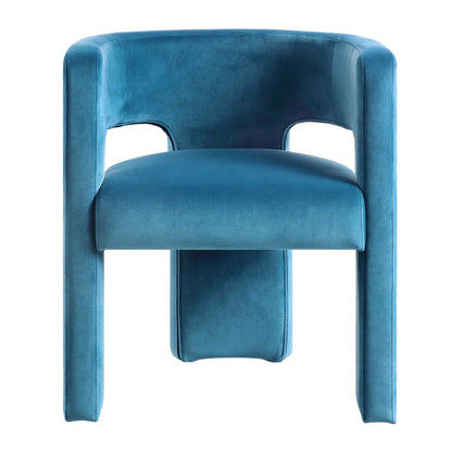 Chaise de salle à manger en velours bleu Air Force Greenwich