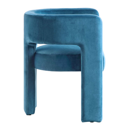 Chaise de salle à manger en velours bleu Air Force Greenwich