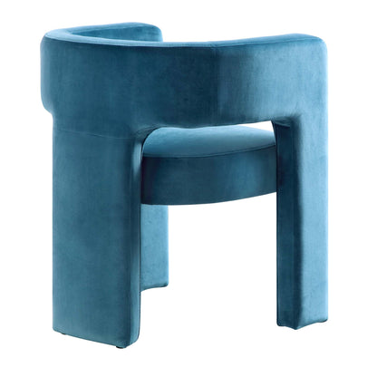 Chaise de salle à manger en velours bleu Air Force Greenwich