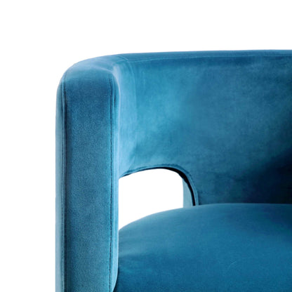 Chaise de salle à manger en velours bleu Air Force Greenwich