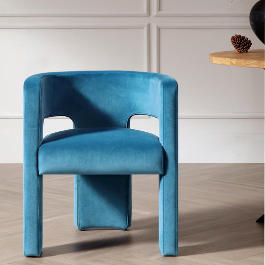 Chaise de salle à manger en velours bleu Air Force Greenwich