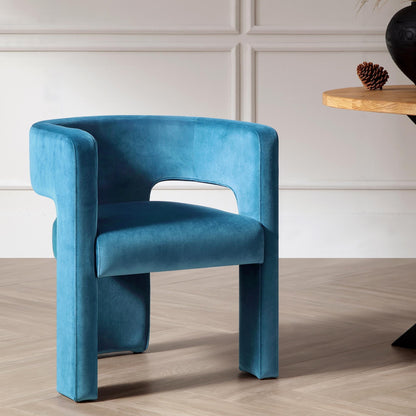 Chaise de salle à manger en velours bleu Air Force Greenwich