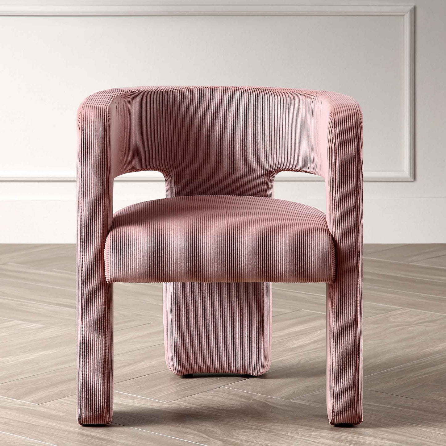 Chaise de salle à manger en velours côtelé rose poudré Greenwich