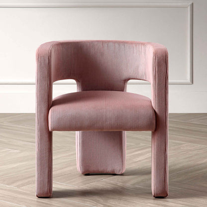 Chaise de salle à manger en velours côtelé rose poudré Greenwich