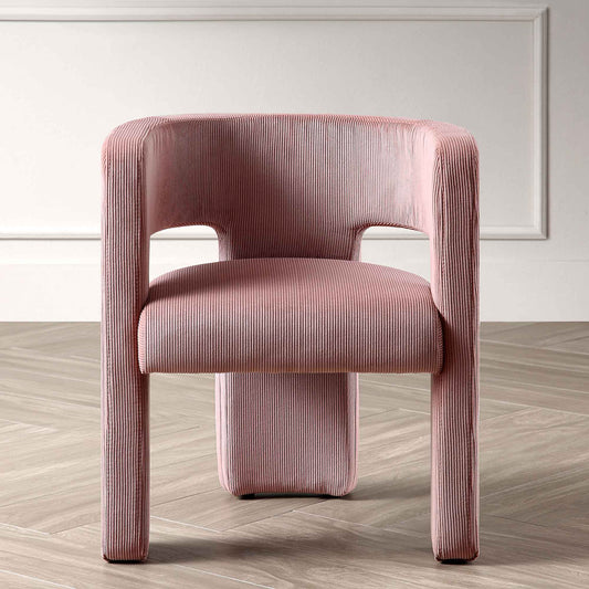 Chaise de salle à manger en velours côtelé rose poudré Greenwich