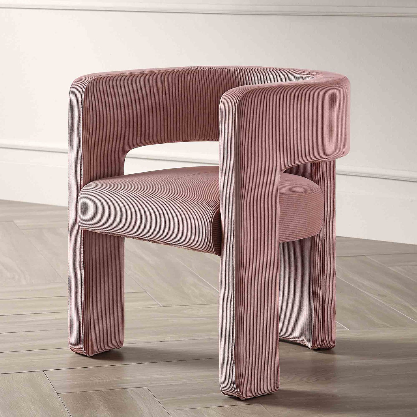 Chaise de salle à manger en velours côtelé rose poudré Greenwich