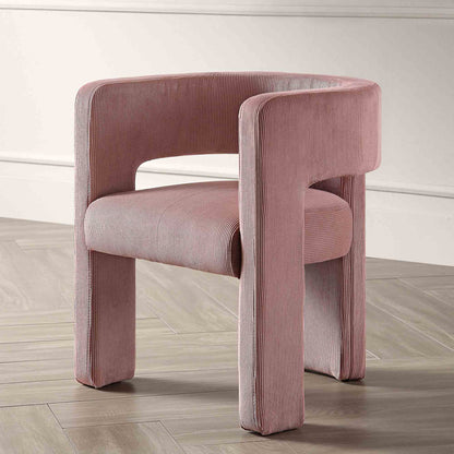 Chaise de salle à manger en velours côtelé rose poudré Greenwich