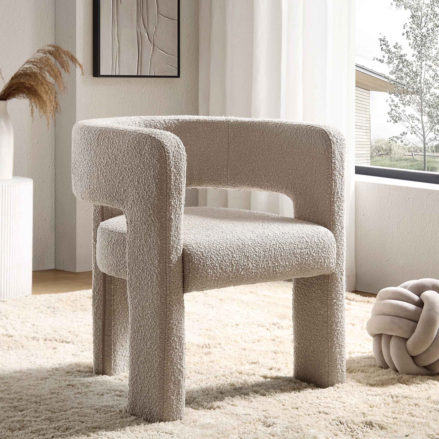 Chaise de salle à manger Greenwich Taupe clair Boucle