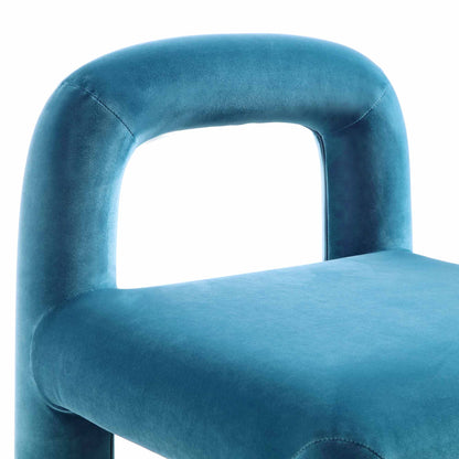 Chaise de salle à manger Libby en velours bleu Air Force
