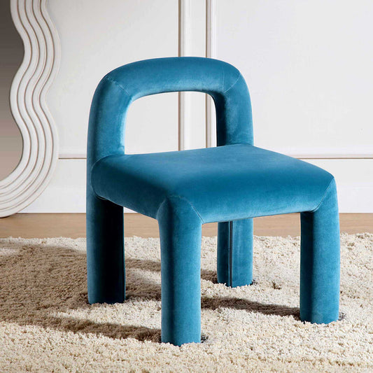 Chaise de salle à manger Libby en velours bleu Air Force