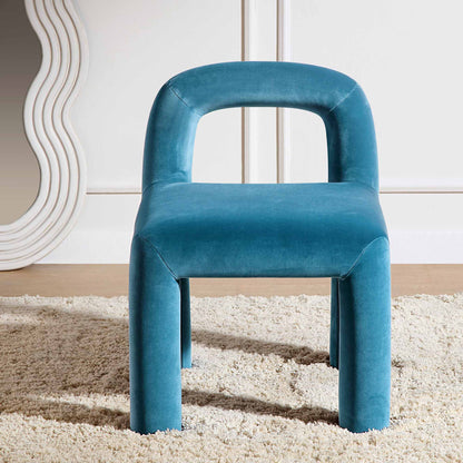 Chaise de salle à manger Libby en velours bleu Air Force