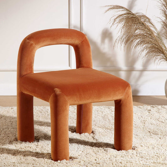 Chaise de salle à manger Libby en velours rouille