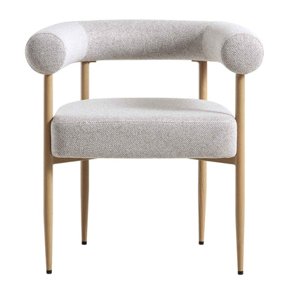 Chaise de salle à manger tissée beige Fulbourn avec pieds effet bois naturel