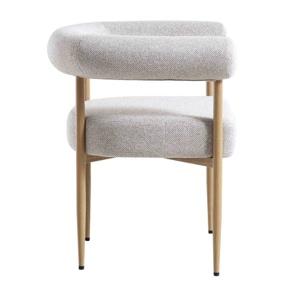 Chaise de salle à manger tissée beige Fulbourn avec pieds effet bois naturel