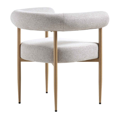 Chaise de salle à manger tissée beige Fulbourn avec pieds effet bois naturel
