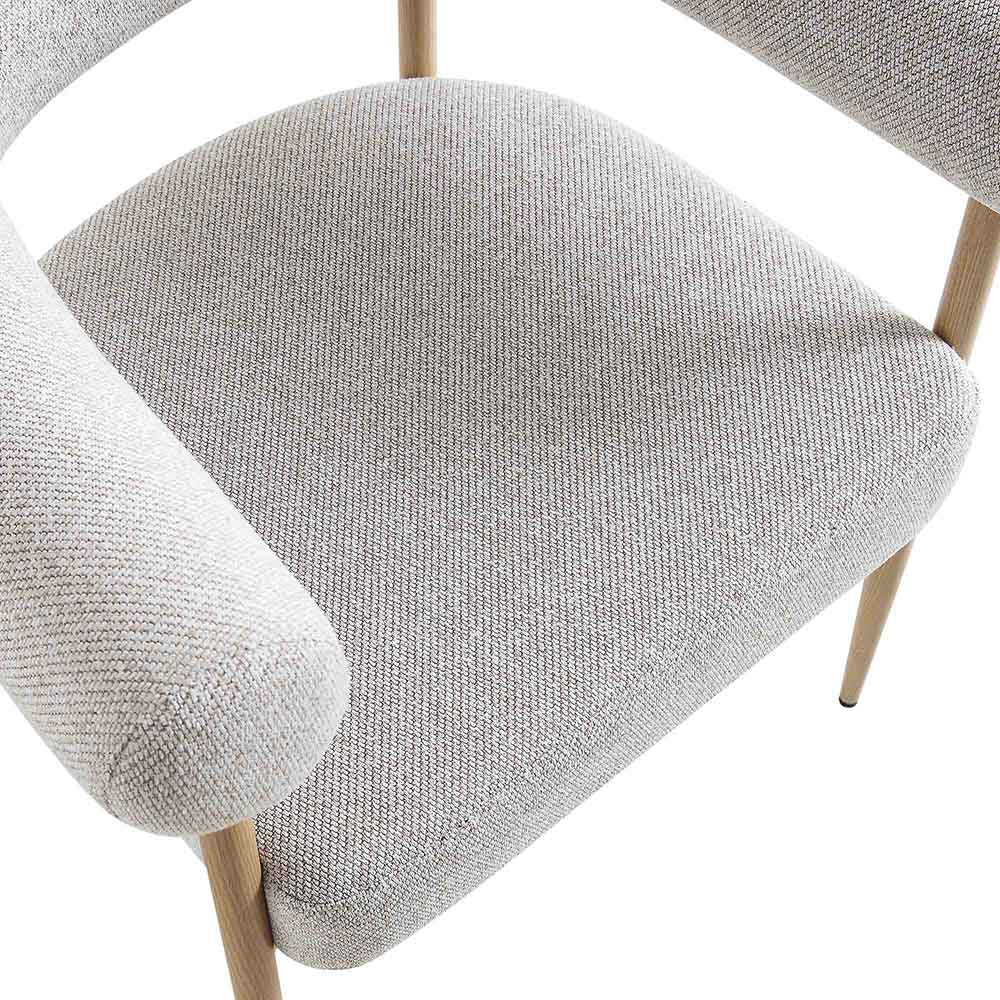 Chaise de salle à manger tissée beige Fulbourn avec pieds effet bois naturel