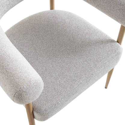 Chaise de salle à manger tissée beige Fulbourn avec pieds effet bois naturel