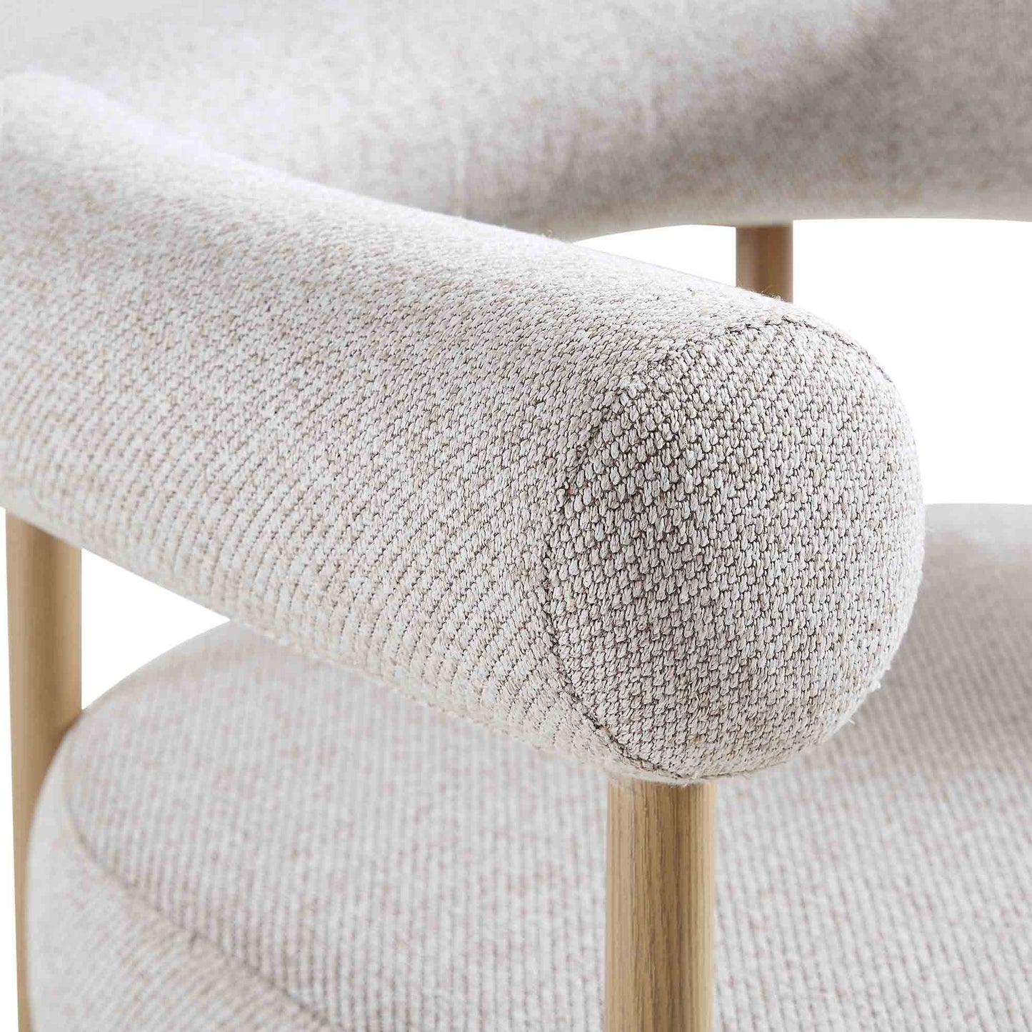 Chaise de salle à manger tissée beige Fulbourn avec pieds effet bois naturel