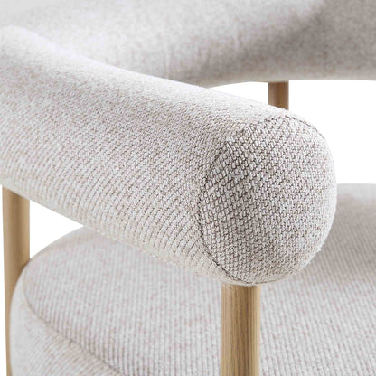 Chaise de salle à manger tissée beige Fulbourn avec pieds effet bois naturel