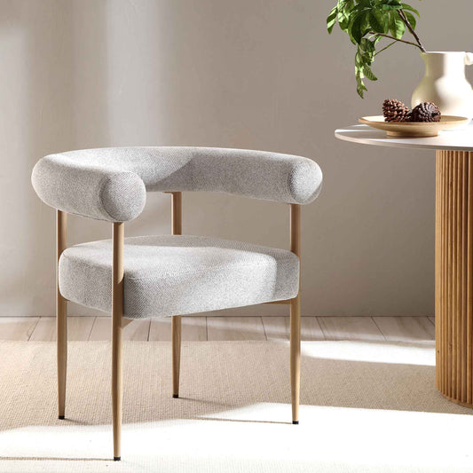 Chaise de salle à manger tissée beige Fulbourn avec pieds effet bois naturel
