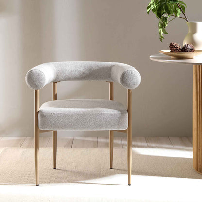 Chaise de salle à manger tissée beige Fulbourn avec pieds effet bois naturel