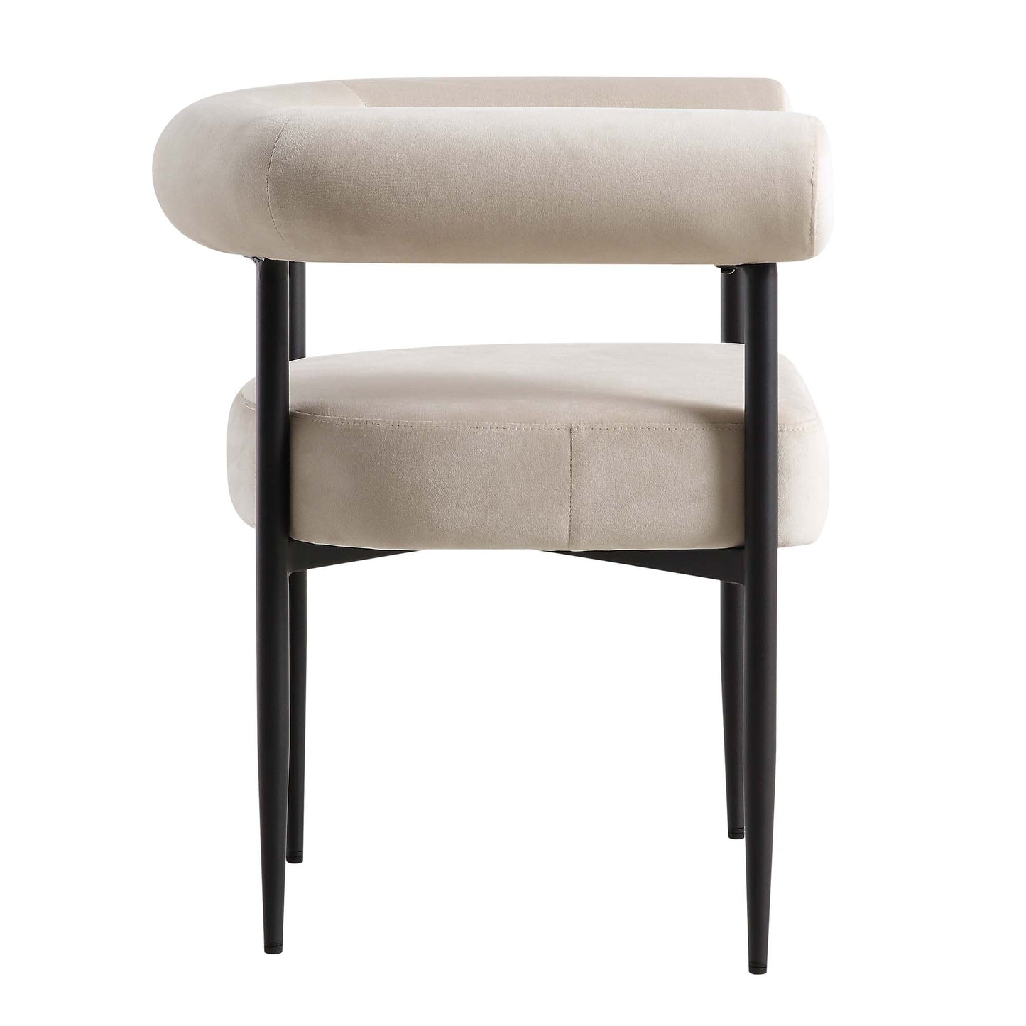 Chaise de salle à manger Fulbourn en velours champagne avec pieds noirs
