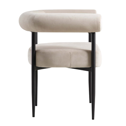 Chaise de salle à manger Fulbourn en velours champagne avec pieds noirs