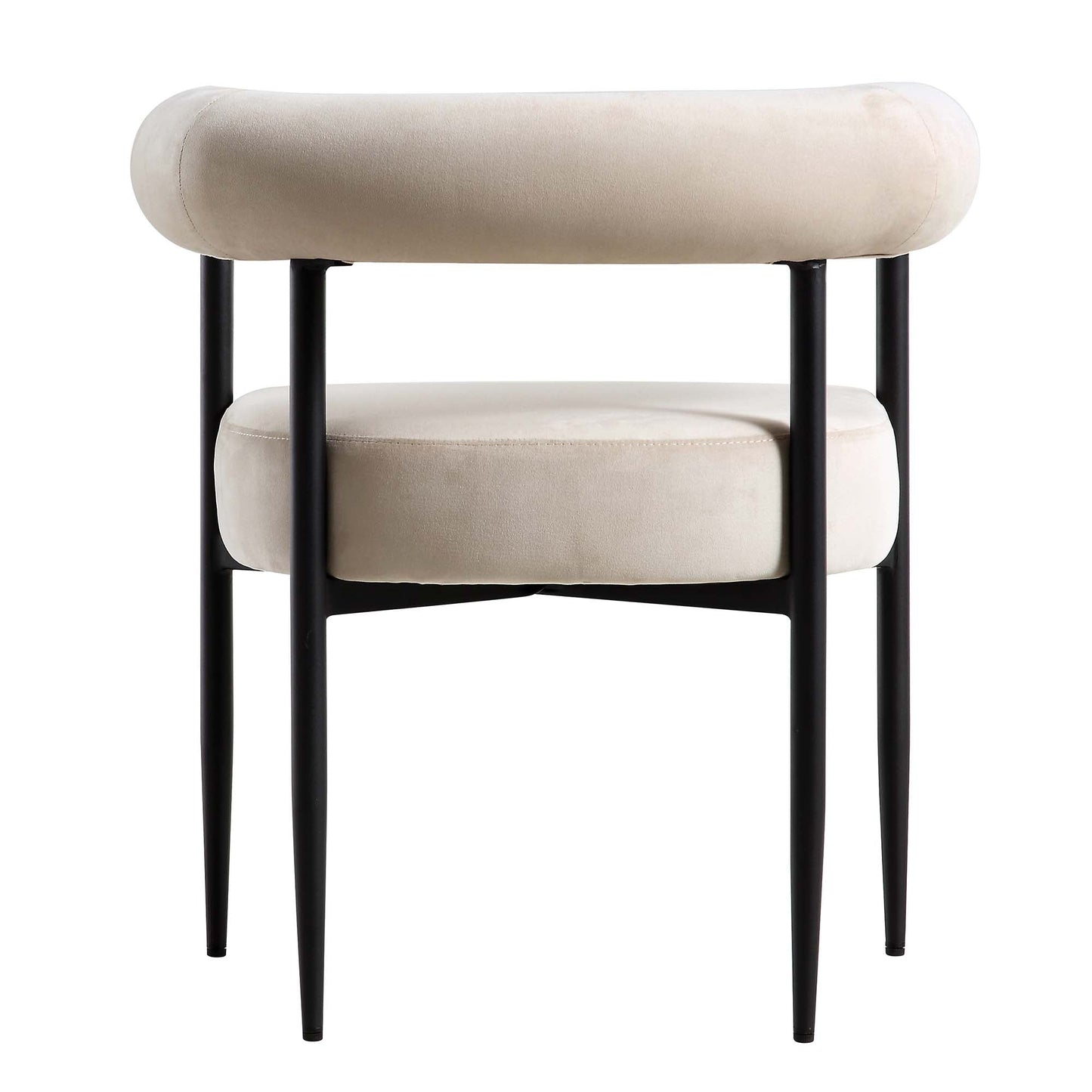 Chaise de salle à manger Fulbourn en velours champagne avec pieds noirs