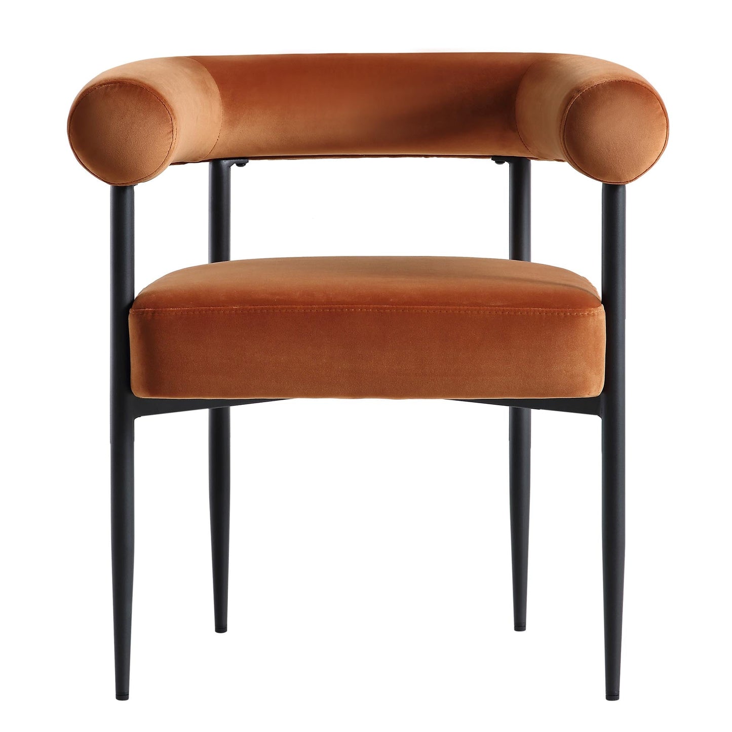 Chaise de salle à manger Fulbourn en velours rouille avec pieds noirs