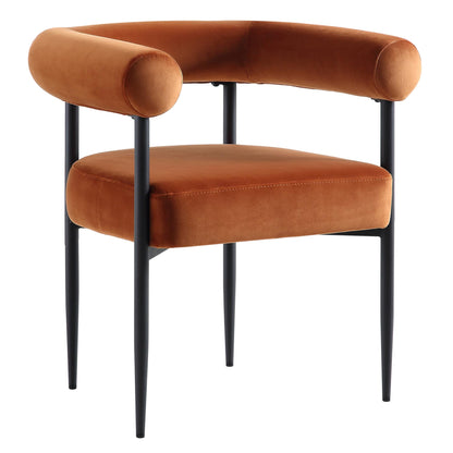 Chaise de salle à manger Fulbourn en velours rouille avec pieds noirs