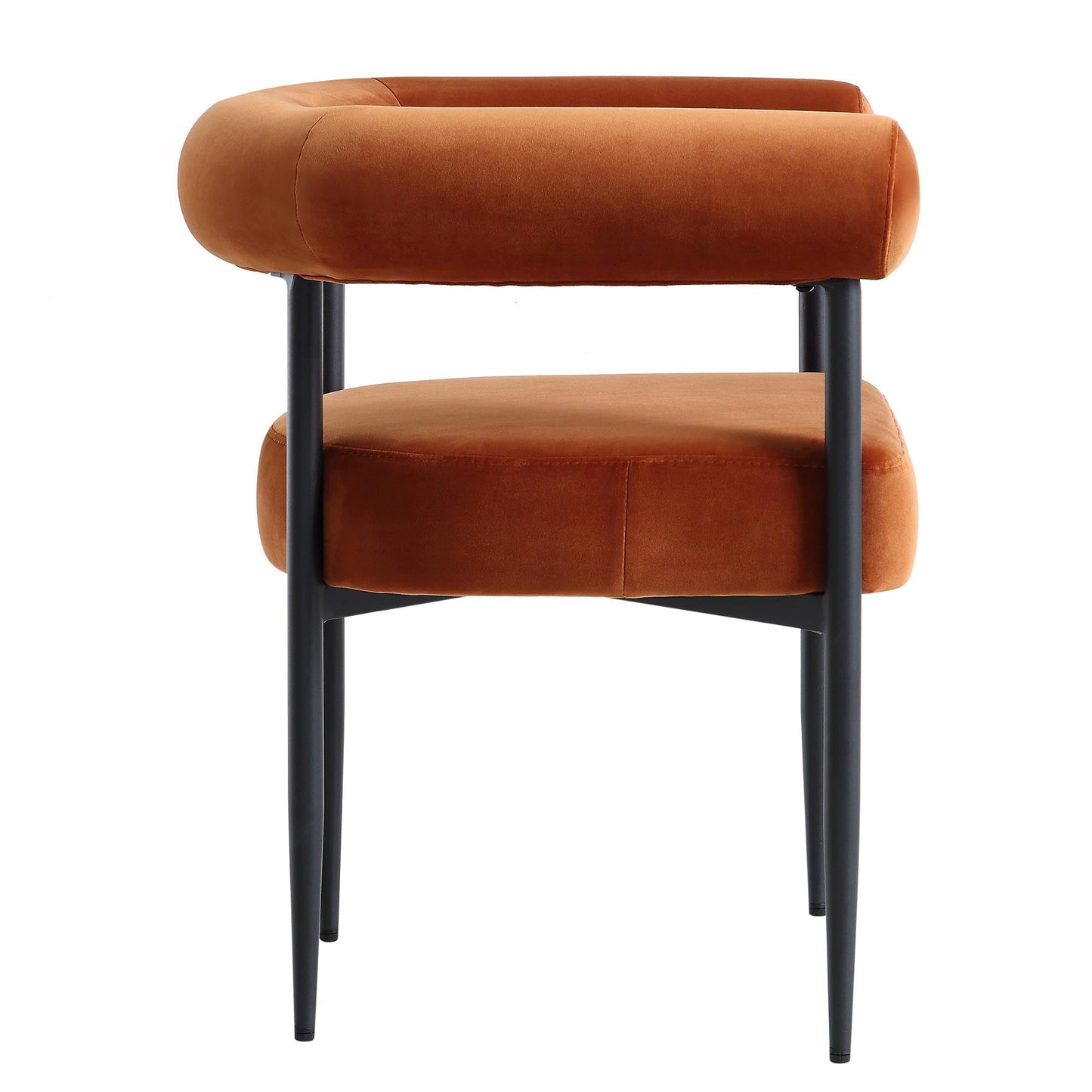 Chaise de salle à manger Fulbourn en velours rouille avec pieds noirs