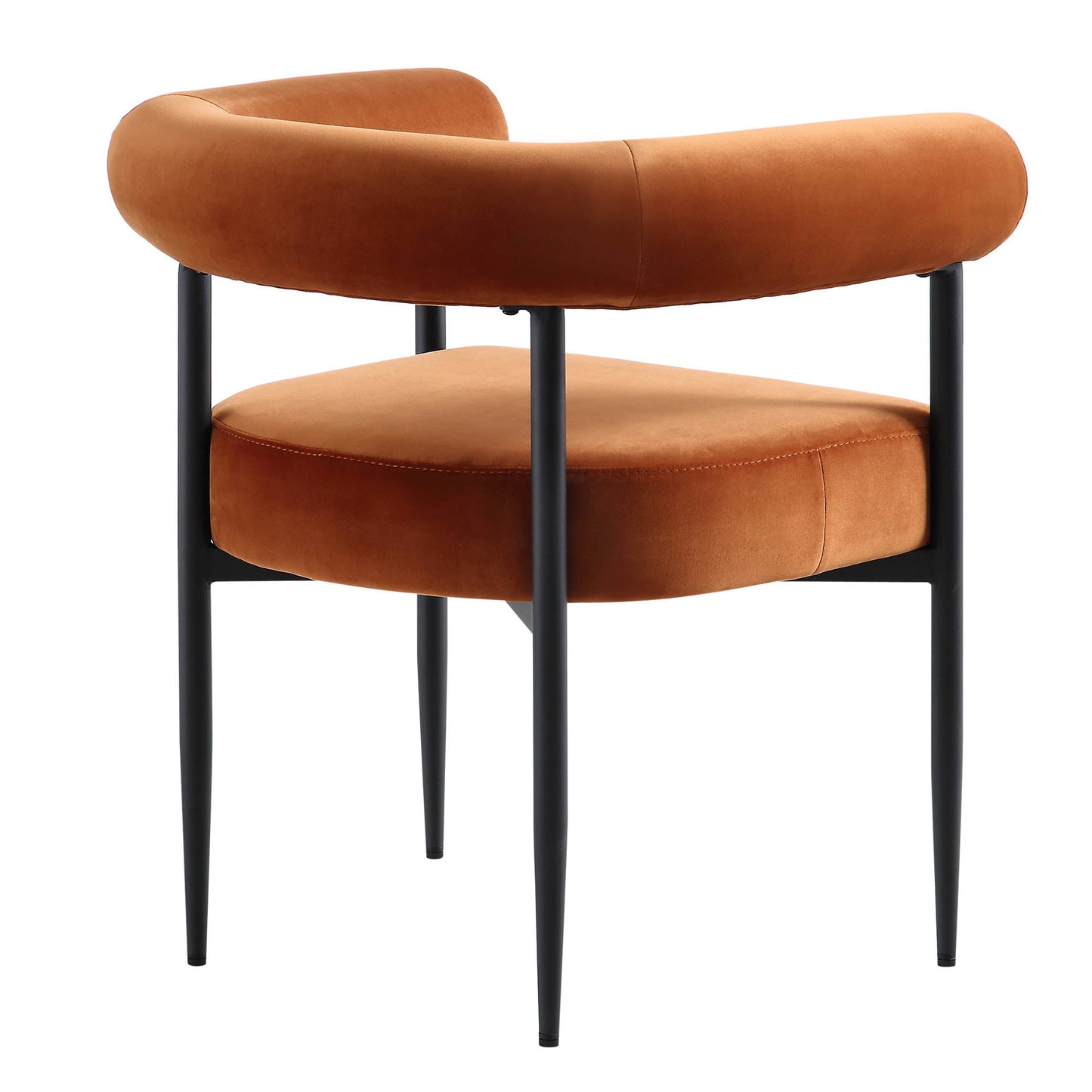Chaise de salle à manger Fulbourn en velours rouille avec pieds noirs