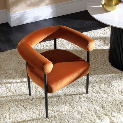 Chaise de salle à manger Fulbourn en velours rouille avec pieds noirs