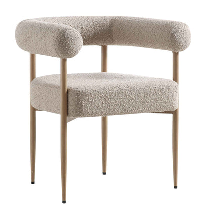 Chaise de salle à manger Fulbourn Taupe Boucle avec pieds effet bois naturel