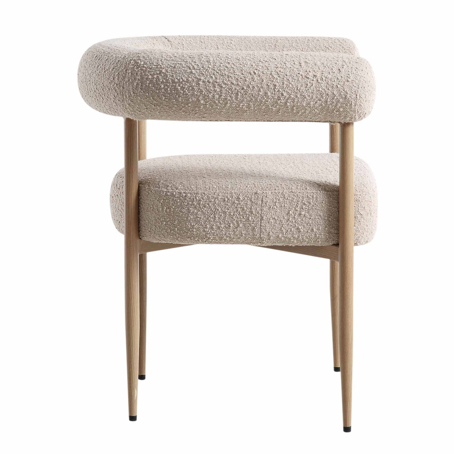 Chaise de salle à manger Fulbourn Taupe Boucle avec pieds effet bois naturel