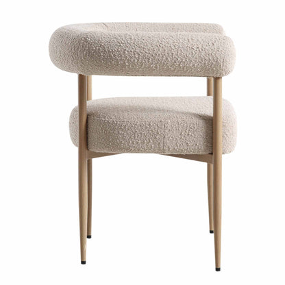 Chaise de salle à manger Fulbourn Taupe Boucle avec pieds effet bois naturel