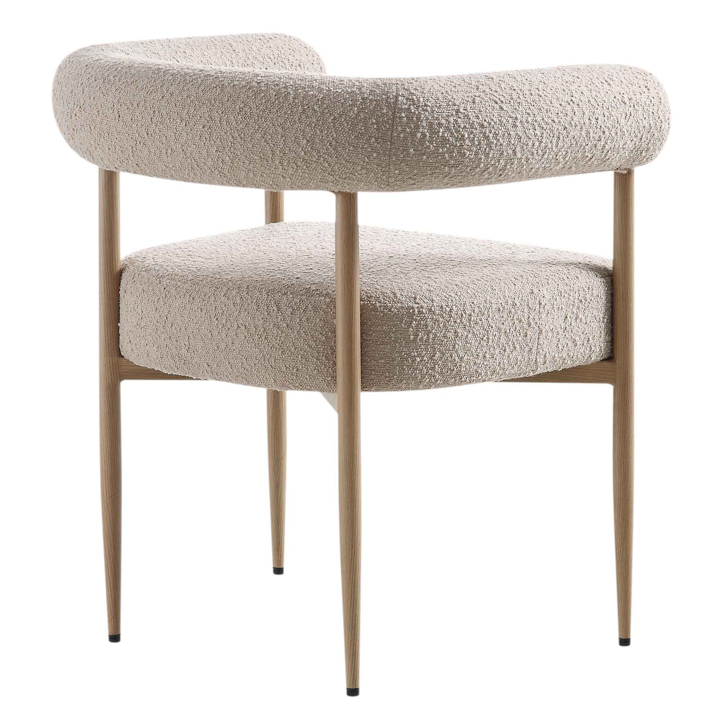 Chaise de salle à manger Fulbourn Taupe Boucle avec pieds effet bois naturel