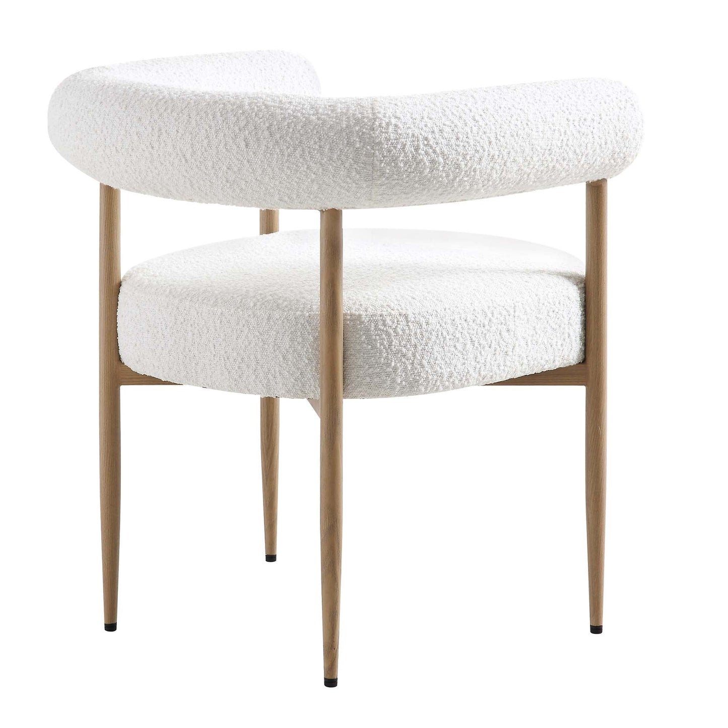Chaise de salle à manger Fulbourn blanche bouclée avec pieds effet bois naturel