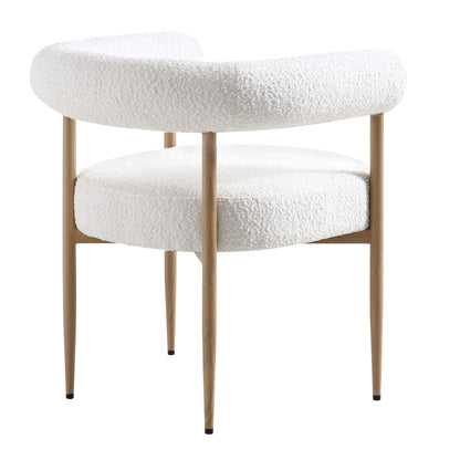 Chaise de salle à manger Fulbourn blanche bouclée avec pieds effet bois naturel