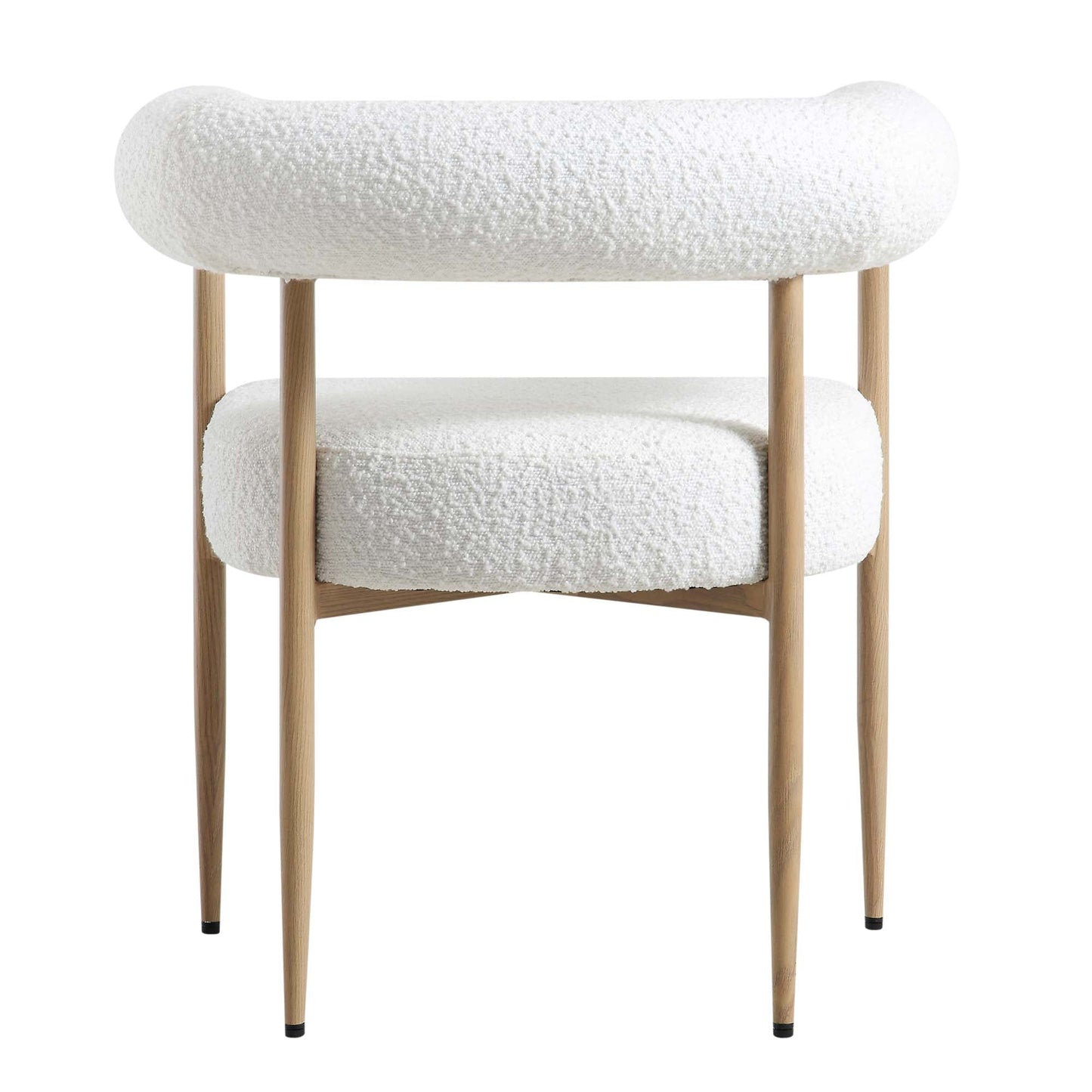 Chaise de salle à manger Fulbourn blanche bouclée avec pieds effet bois naturel