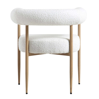 Chaise de salle à manger Fulbourn blanche bouclée avec pieds effet bois naturel