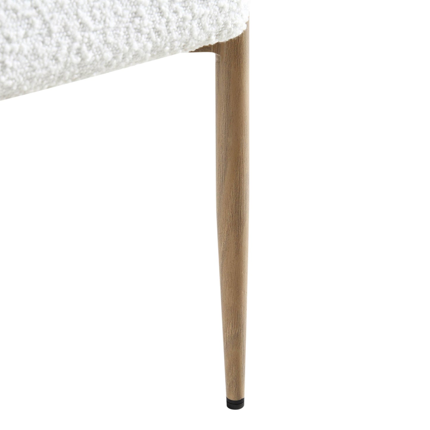 Chaise de salle à manger Fulbourn blanche bouclée avec pieds effet bois naturel