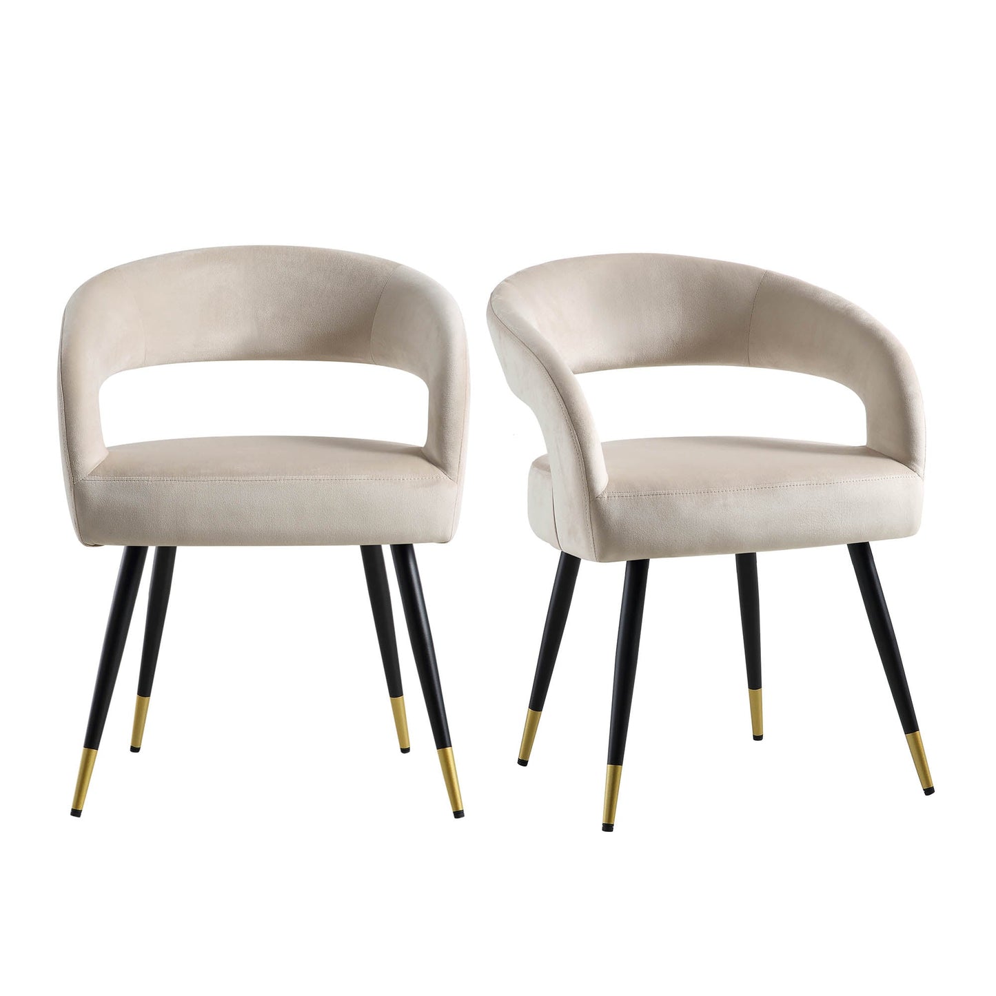 Ensemble de 2 chaises de salle à manger en velours champagne Laurel Wave